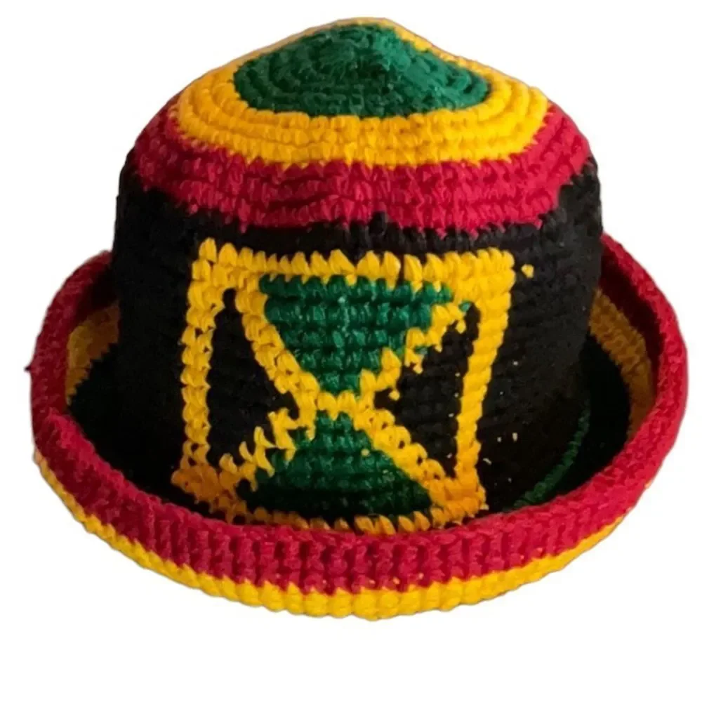 Hand Crafted Crotchet Bucket Hat Rasta Coloring